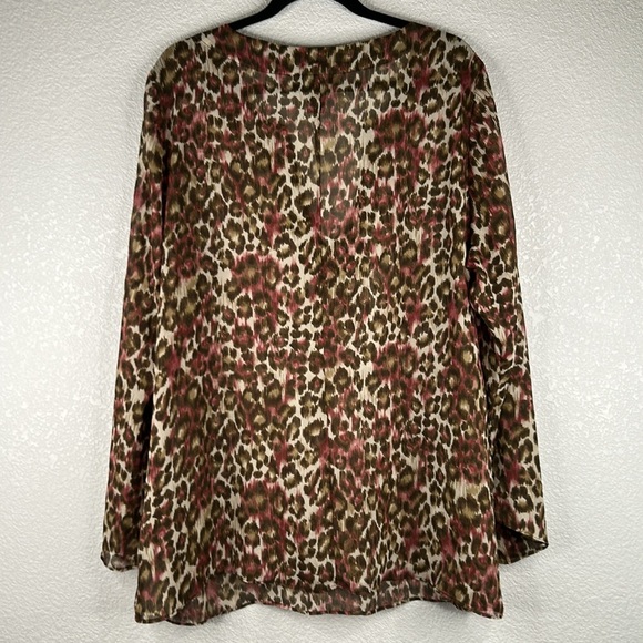 Lane Bryant Leopard Gold Sequin V-Neck Sheer Summer Beach Cover Up Size 22/24 - Picture 4 of 5
